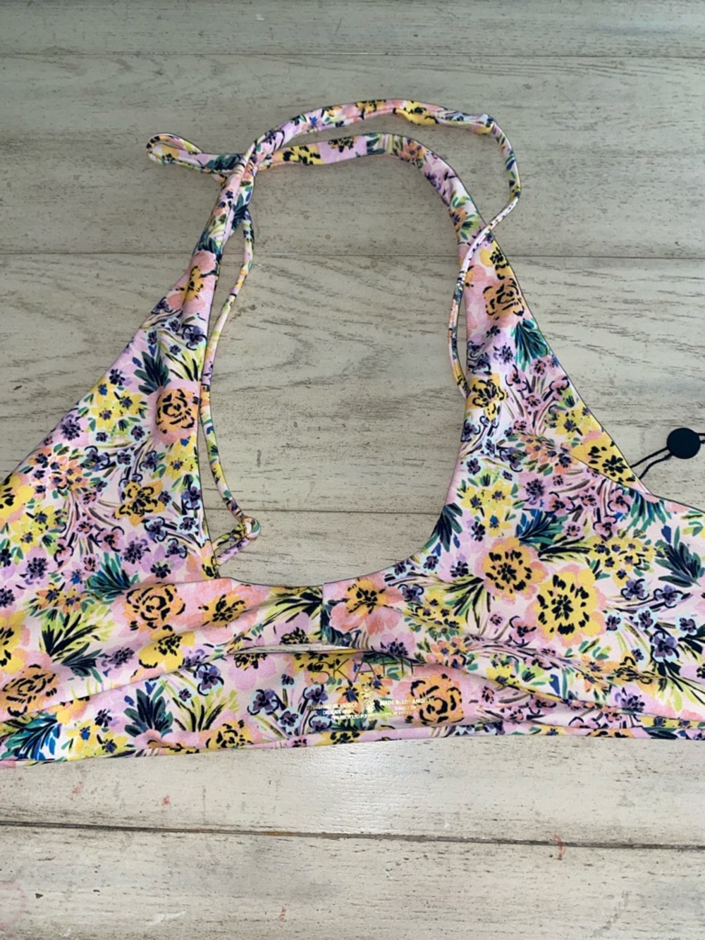 New Skatie Tropical halter, 21% spandex, made in California, size X-Large